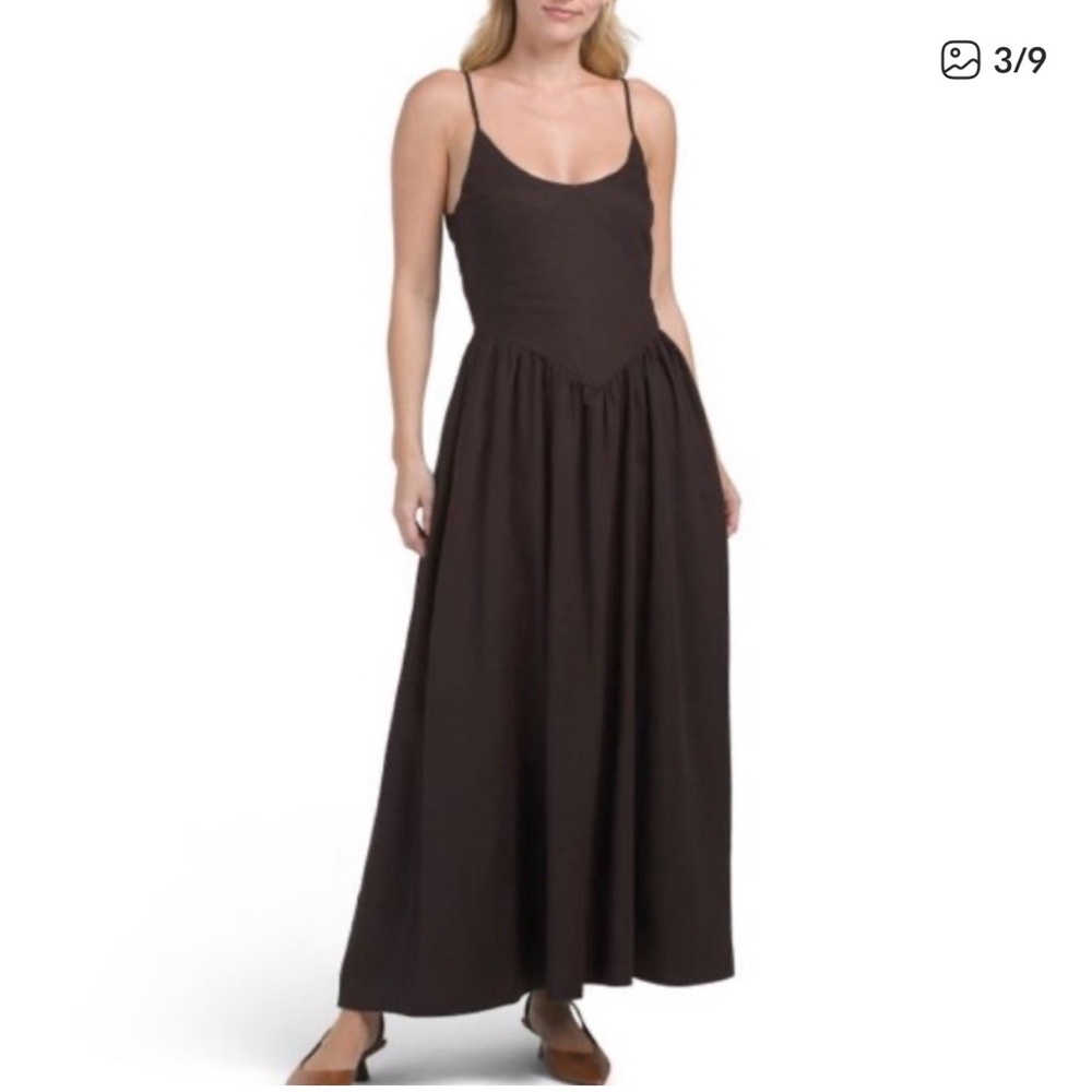 Elegant Brown Drop Waist dress Midi